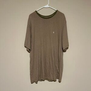 Volcom Pink / Olive Striped T-Shirt Men's Size XXL